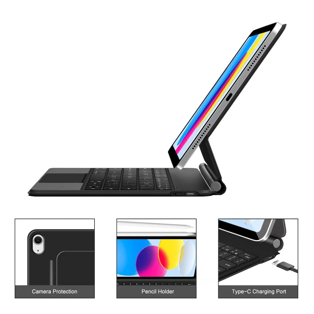 Apple iPad 11 (2025) чехол для планшетa черный TECH-PROTECT SMARTCASE MAGNETIC + KEYBOARD