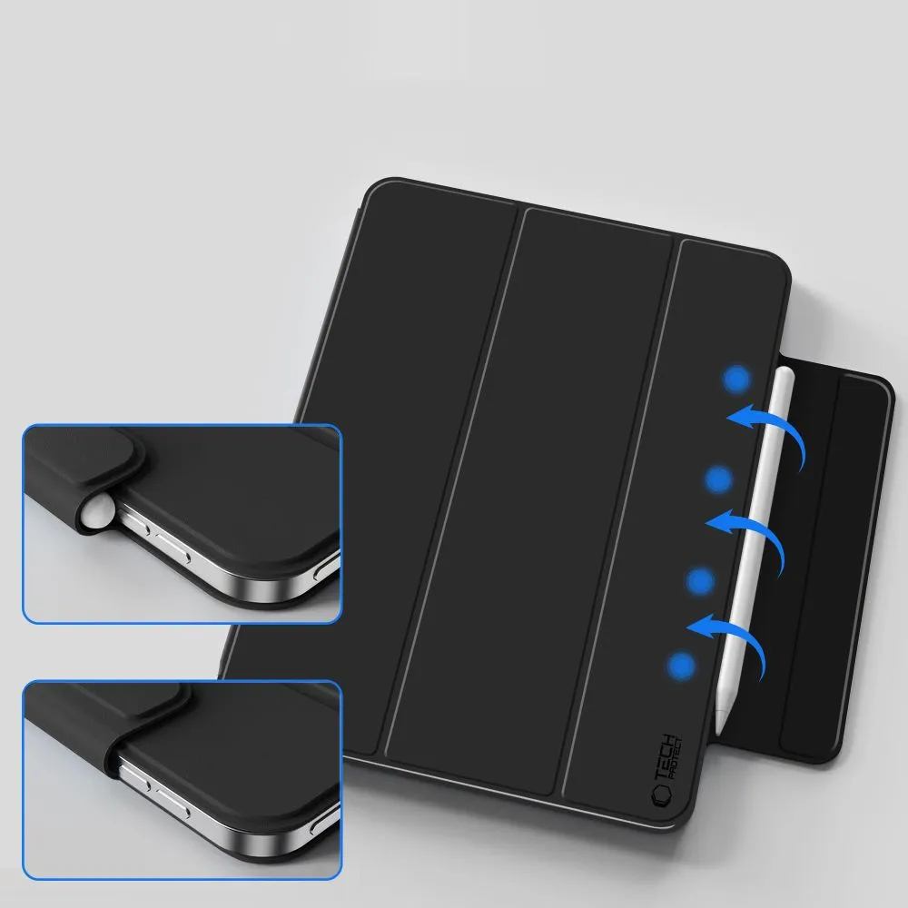 Apple iPad 11 (2025) tablet suojakuori, suojakotelo musta TECH-PROTECT SMARTCASE MAGNETIC
