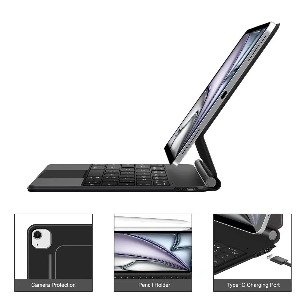Apple iPad Air 13 (2025) tablet case black TECH-PROTECT SMARTCASE MAGNETIC + KEYBOARD