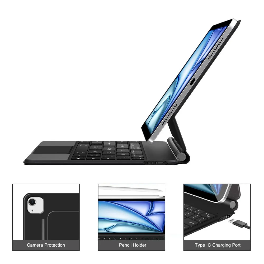 Apple iPad Air 11 7th Gen (2025) Planšetės dėklas Juoda TECH-PROTECT SMARTCASE MAGNETIC + KEYBOARD