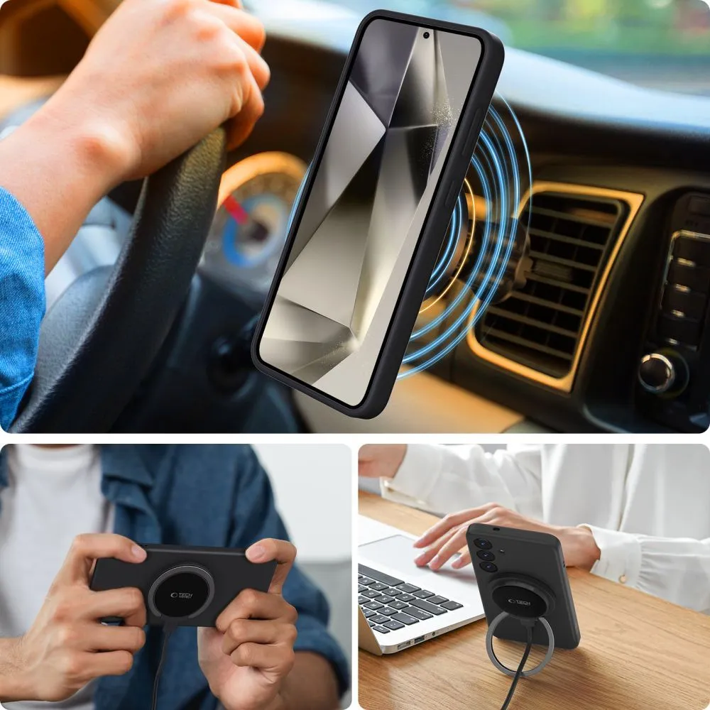 Samsung Galaxy S25 Edge suojakuori musta TECH-PROTECT LIQUID SILICONE MAGSAFE