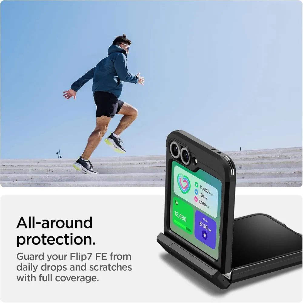 Samsung Galaxy Z Flip 7 FE vāciņš melns SPIGEN TOUGH ARMOR PRO MAG MAGSAFE