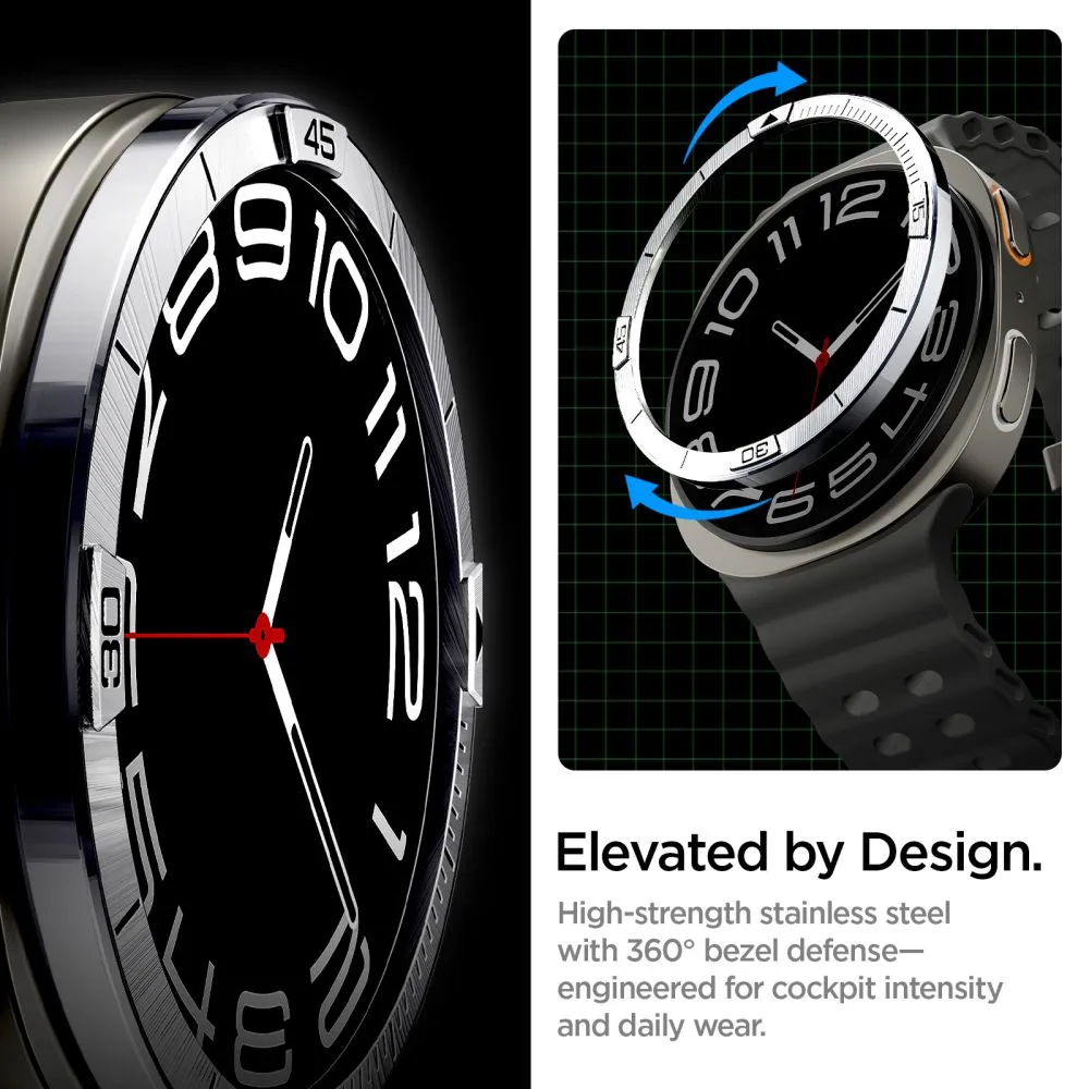 Samsung Galaxy Watch 8 rihm hõbe SPIGEN BEZEL TUNE PILOT (44 MM)