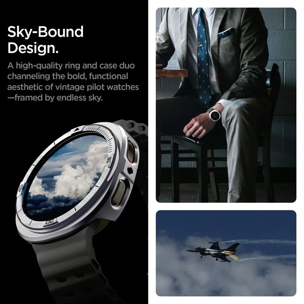 Samsung Galaxy Watch 8 ремень серебристый SPIGEN BEZEL TUNE PRO PILOT (44 MM)