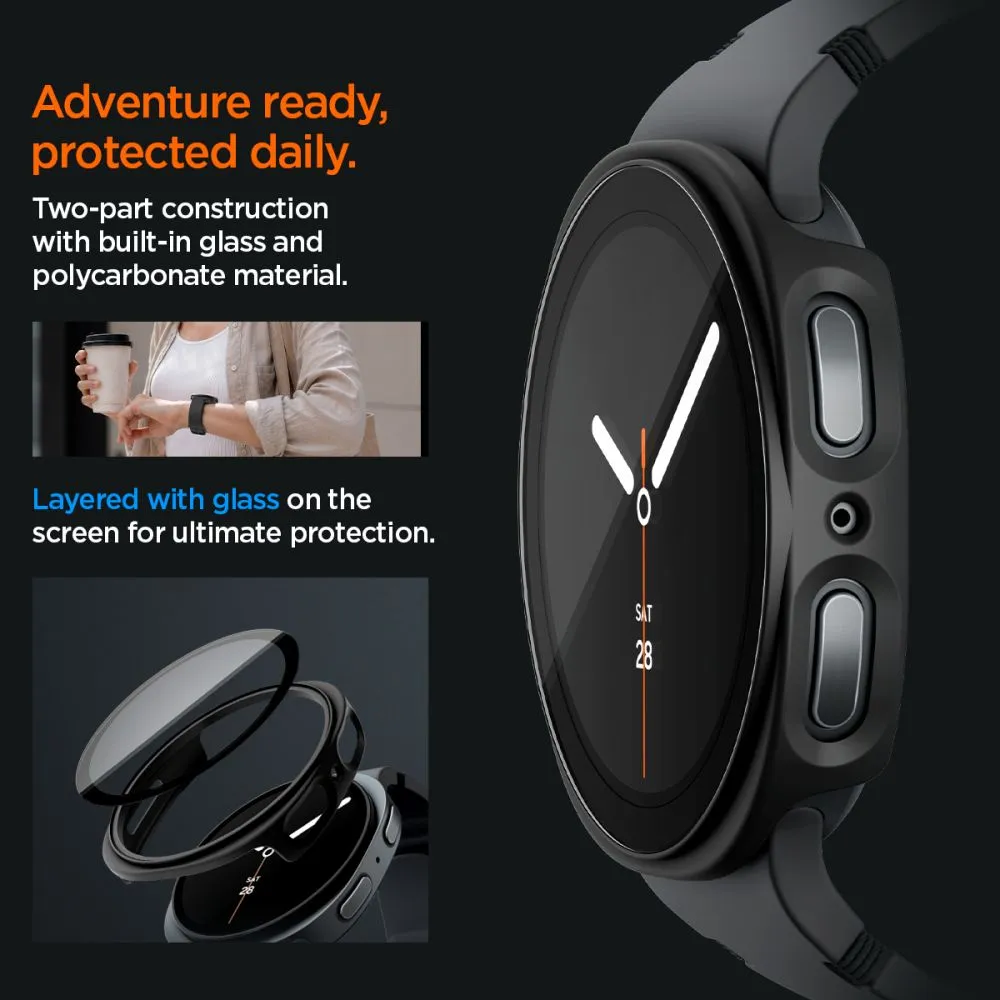 Samsung Galaxy Watch 8 Apsauginiai dėklai ir Juoda SPIGEN THIN FIT 360 (44 MM)