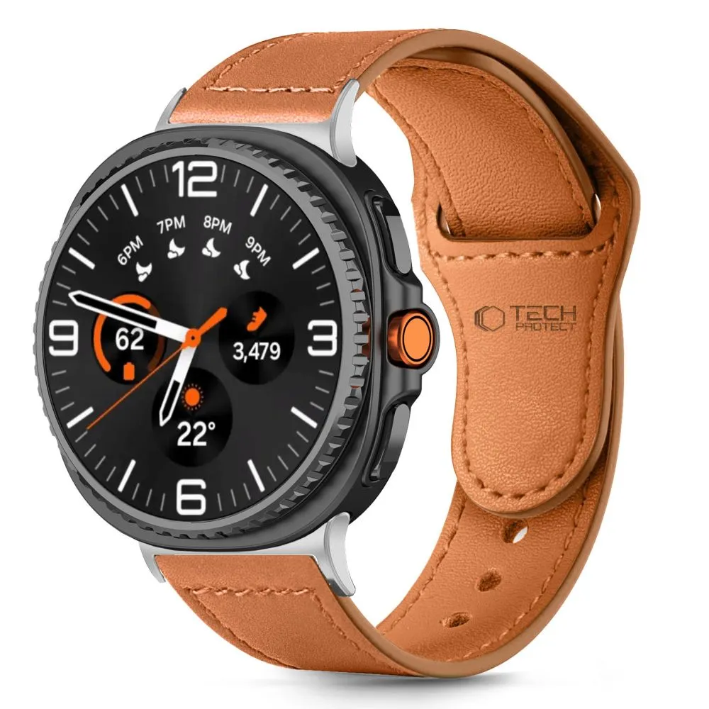 Samsung Galaxy Watch 8 Classic telefono dėklas rudas TECH-PROTECT LEATHERFIT (40/44/46 MM)