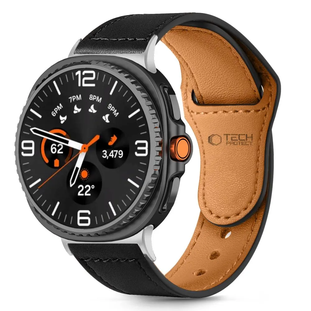 Samsung Galaxy Watch 8 Classic skal, fodral svart TECH-PROTECT LEATHERFIT (40/44/46 MM)