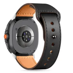 Samsung Galaxy Watch 8 Classic suojakuori, suojakotelo musta TECH-PROTECT LEATHERFIT (40/44/46 MM)