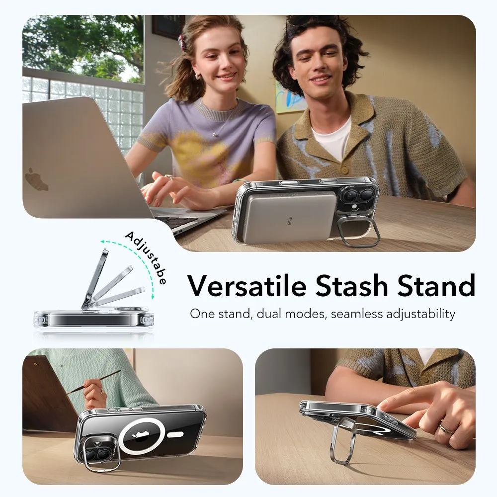 Apple iPhone 17 dėklas skaidrus ESR CLASSIC HYBRID KICKSTAND MAGSAFE