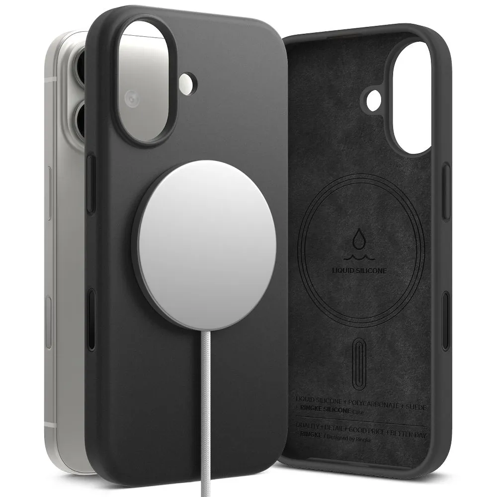 Apple iPhone 17 ümbris must RINGKE SILICONE MAGNETIC MAGSAFE