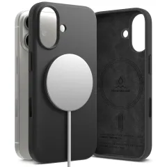 Apple iPhone 17 ümbris must RINGKE SILICONE MAGNETIC MAGSAFE