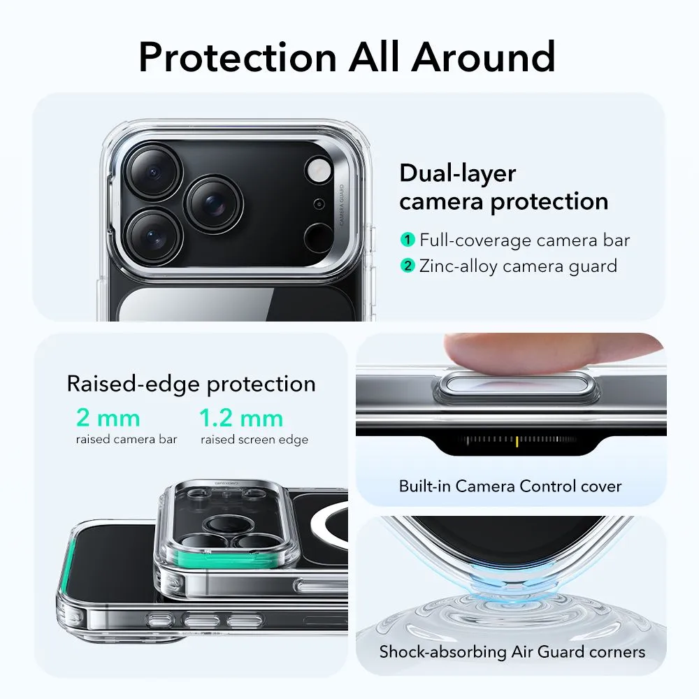 Apple iPhone 17 Pro dėklas skaidrus ESR CLASSIC HYBRID KICKSTAND MAGSAFE