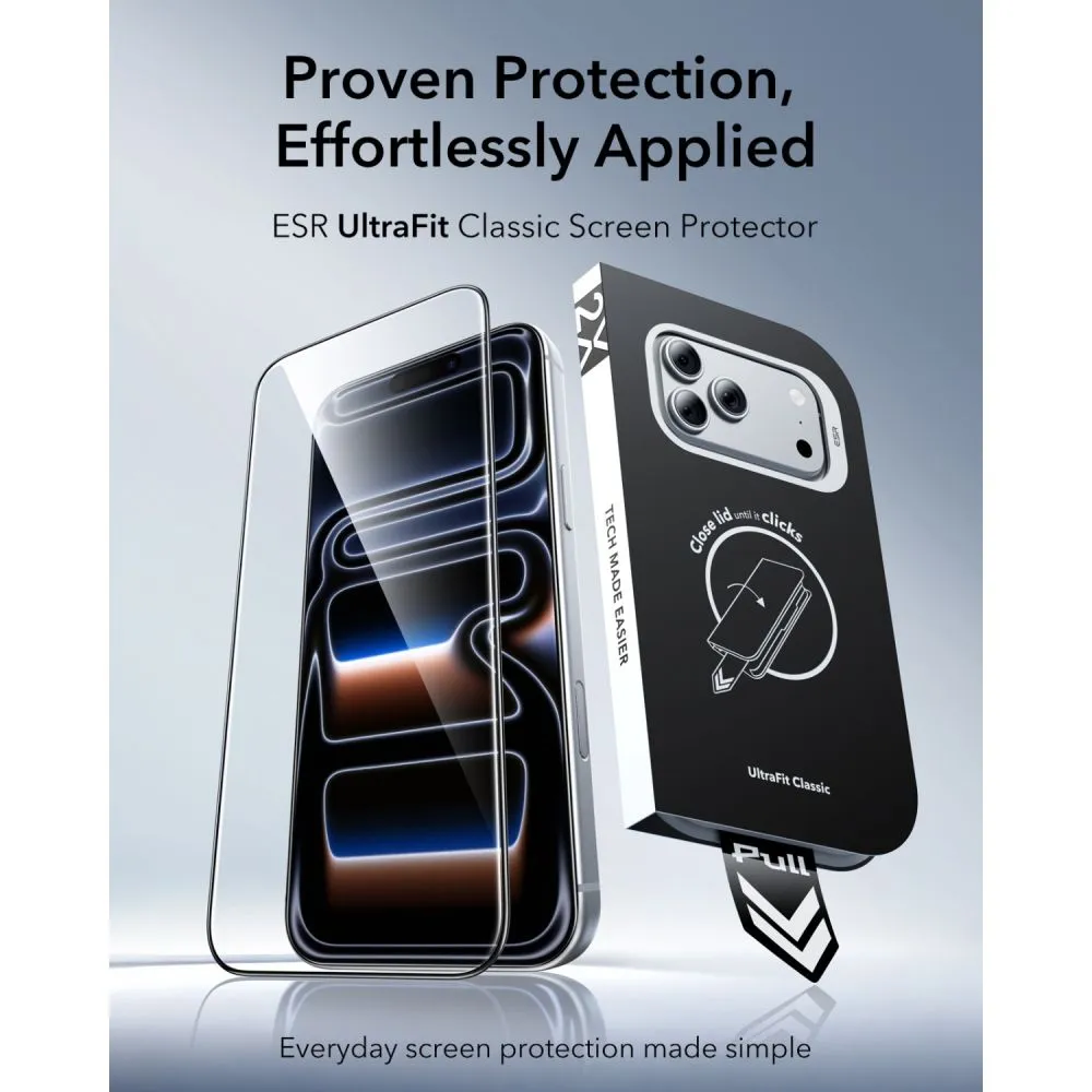 Apple iPhone 17 Pro Screen Protector ESR ULTRAFIT CLASSIC TEMPERED GLASS 2-PACK