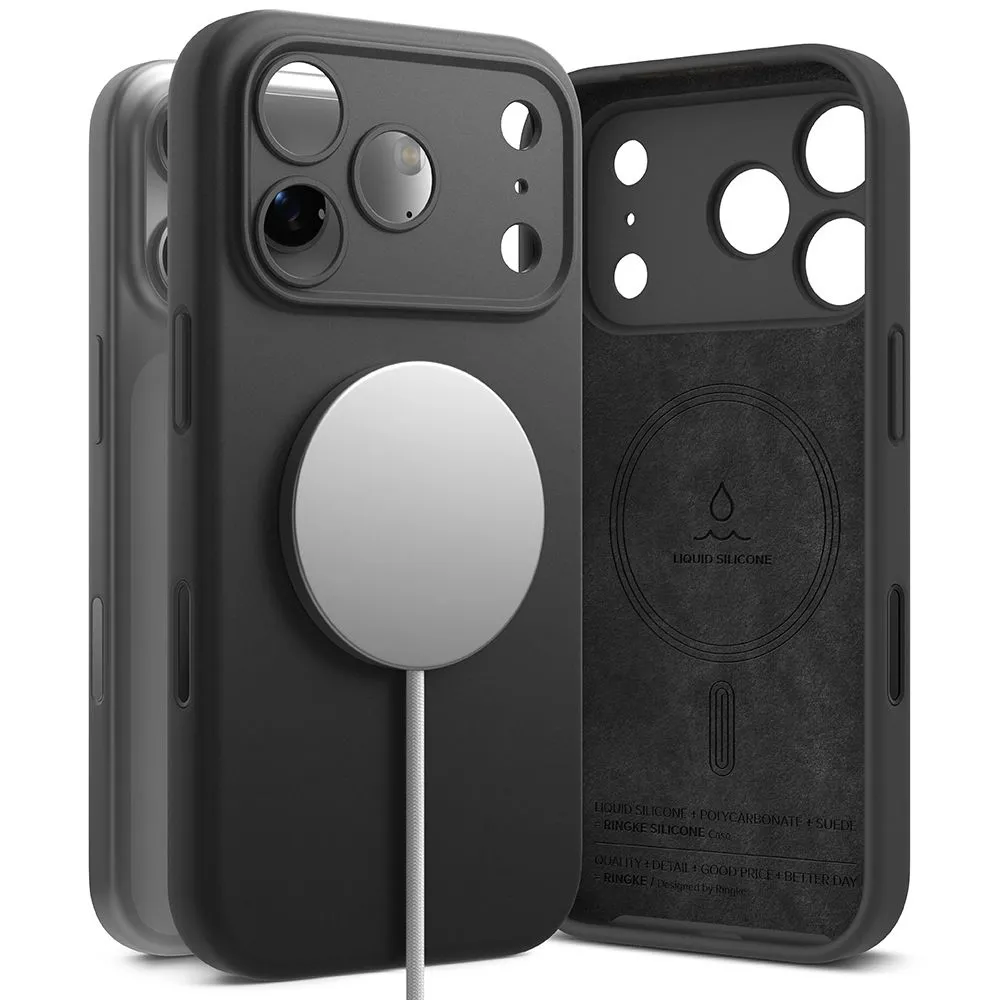Apple iPhone 17 Pro ümbris must RINGKE SILICONE MAGNETIC MAGSAFE