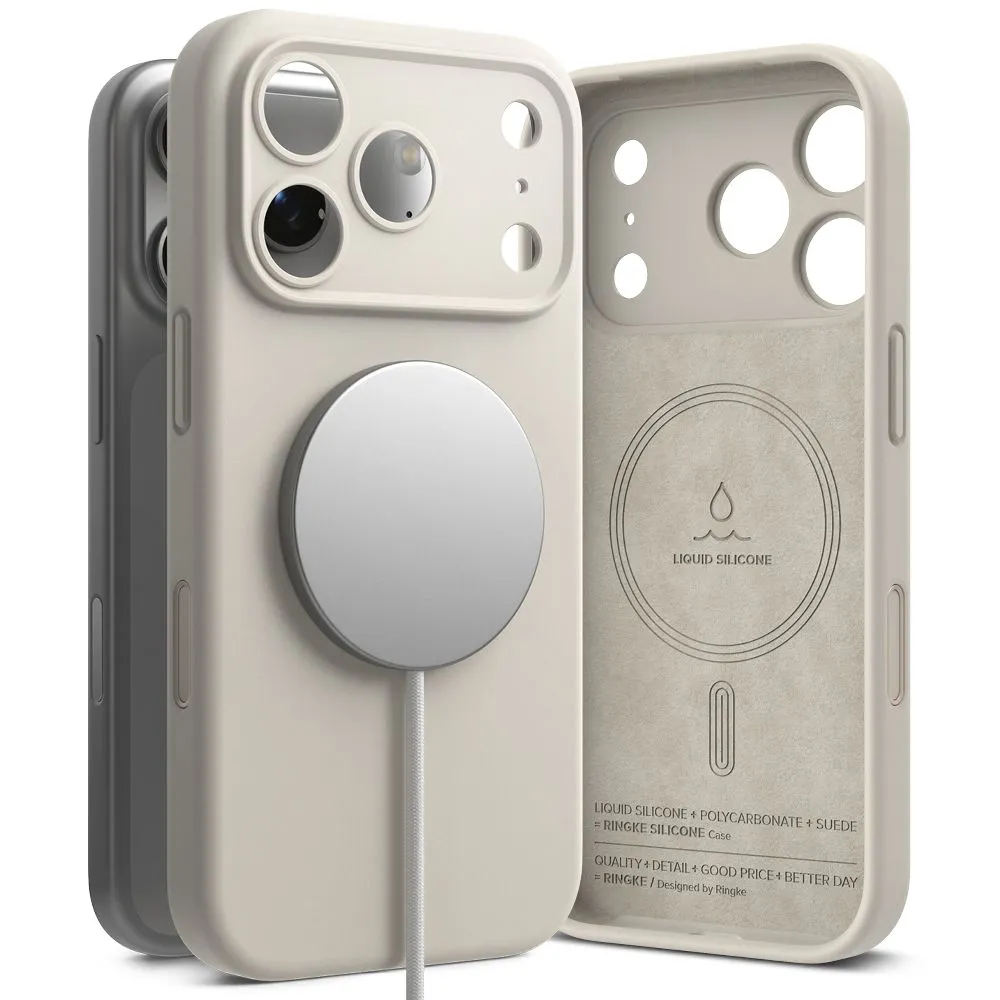 Apple iPhone 17 Pro dėklas pilkas RINGKE SILICONE MAGNETIC MAGSAFE