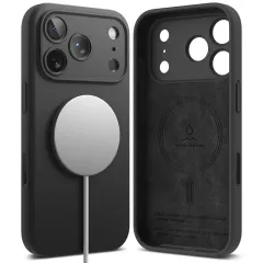 Apple iPhone 17 Pro skal svart RINGKE SILICONE MAGNETIC MAGSAFE