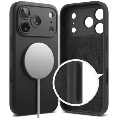 Apple iPhone 17 Pro skal svart RINGKE SILICONE MAGNETIC MAGSAFE