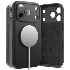Apple iPhone 17 Pro skal svart RINGKE SILICONE MAGNETIC MAGSAFE