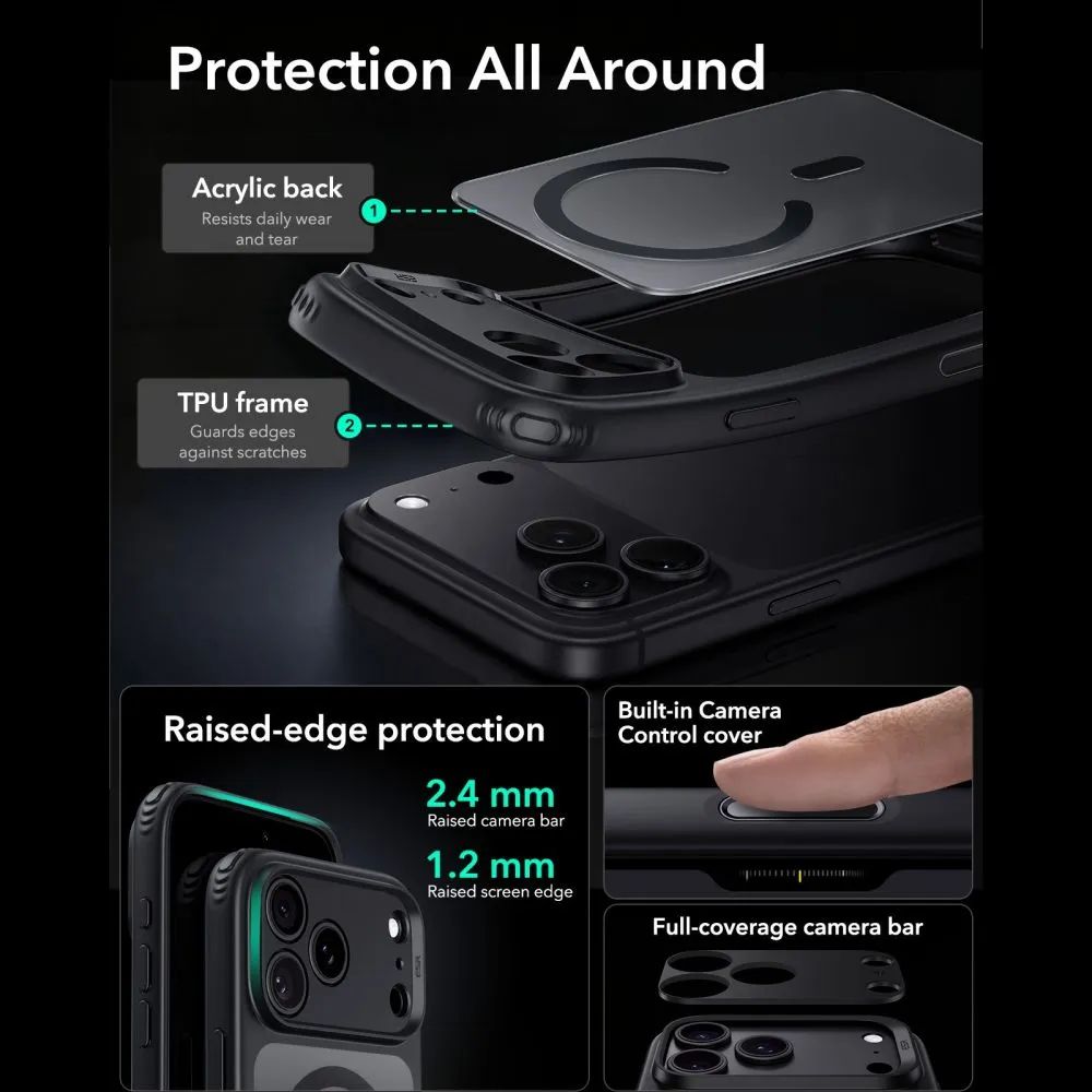 Apple iPhone 17 Pro Max Telefona vāciņš melns ESR CLASSIC HYBRID MAGSAFE