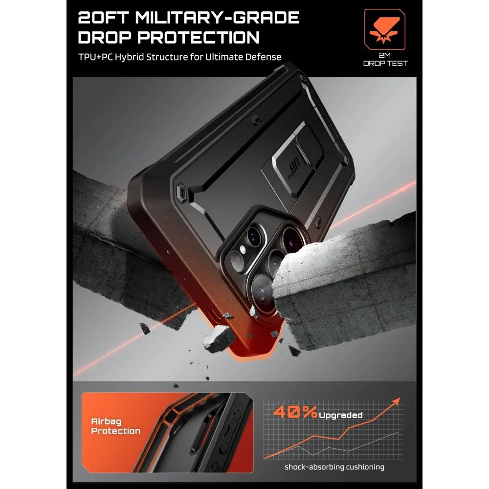 Samsung Galaxy S26 Ultra Telefona vāciņš melns SUPCASE UNICORN BEETLE PRO & TEMPERED GLASS 2-PACK