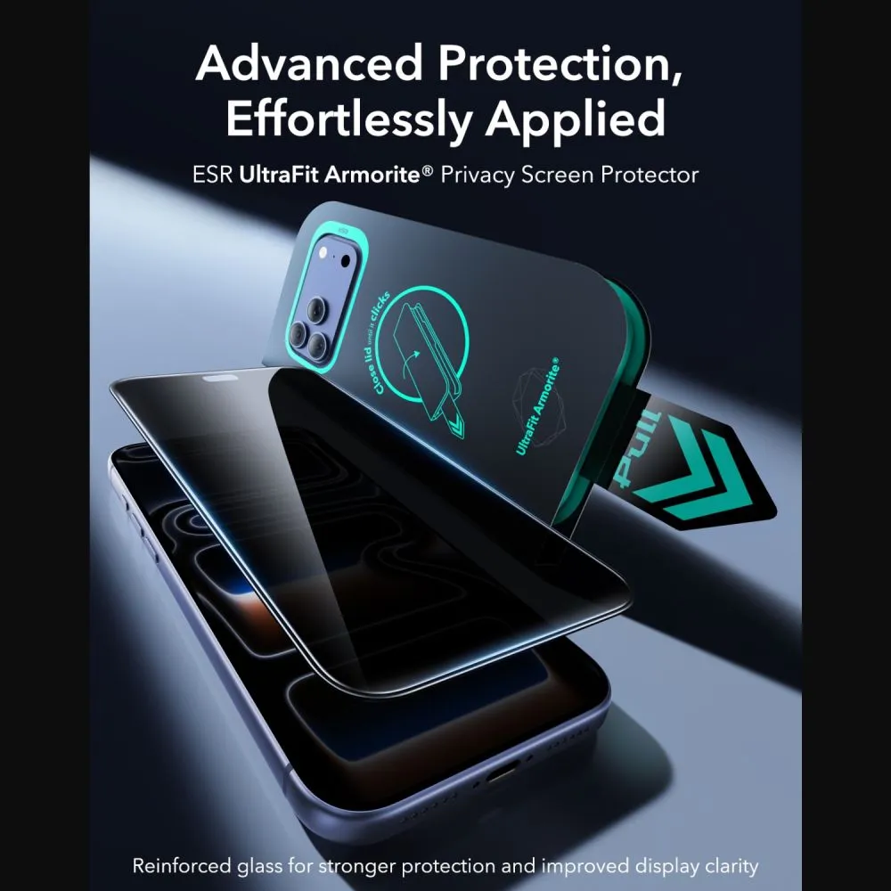 Apple iPhone 18 Pro Screen Protector ESR ULTRAFIT ARMORITE TEMPERED GLASS PRIVACY 2-PACK