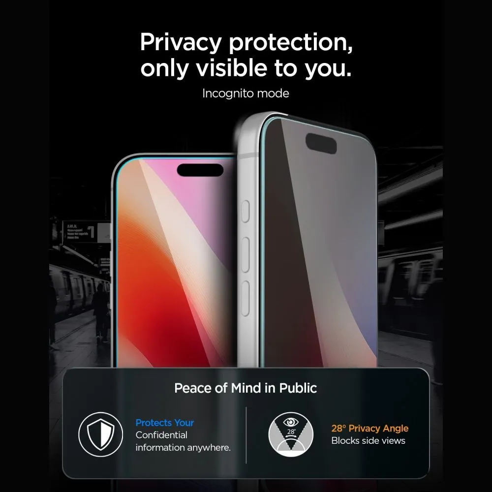 Apple iPhone 18 Pro panssarilasi  SPIGEN GLAS.TR EZ FIT PRO HD AC PRIVACY