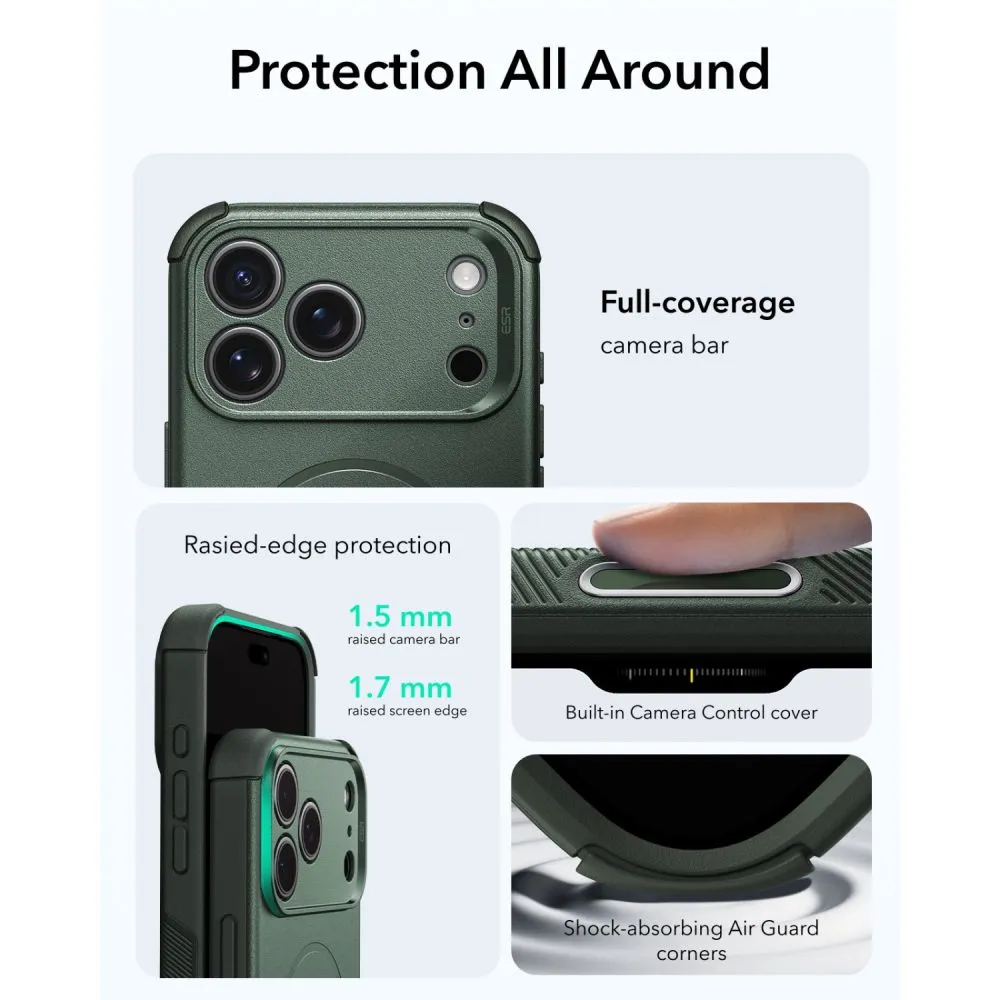 Apple iPhone 18 Pro Telefoni kaaned roheline ESR CYBER TOUGH MAGSAFE