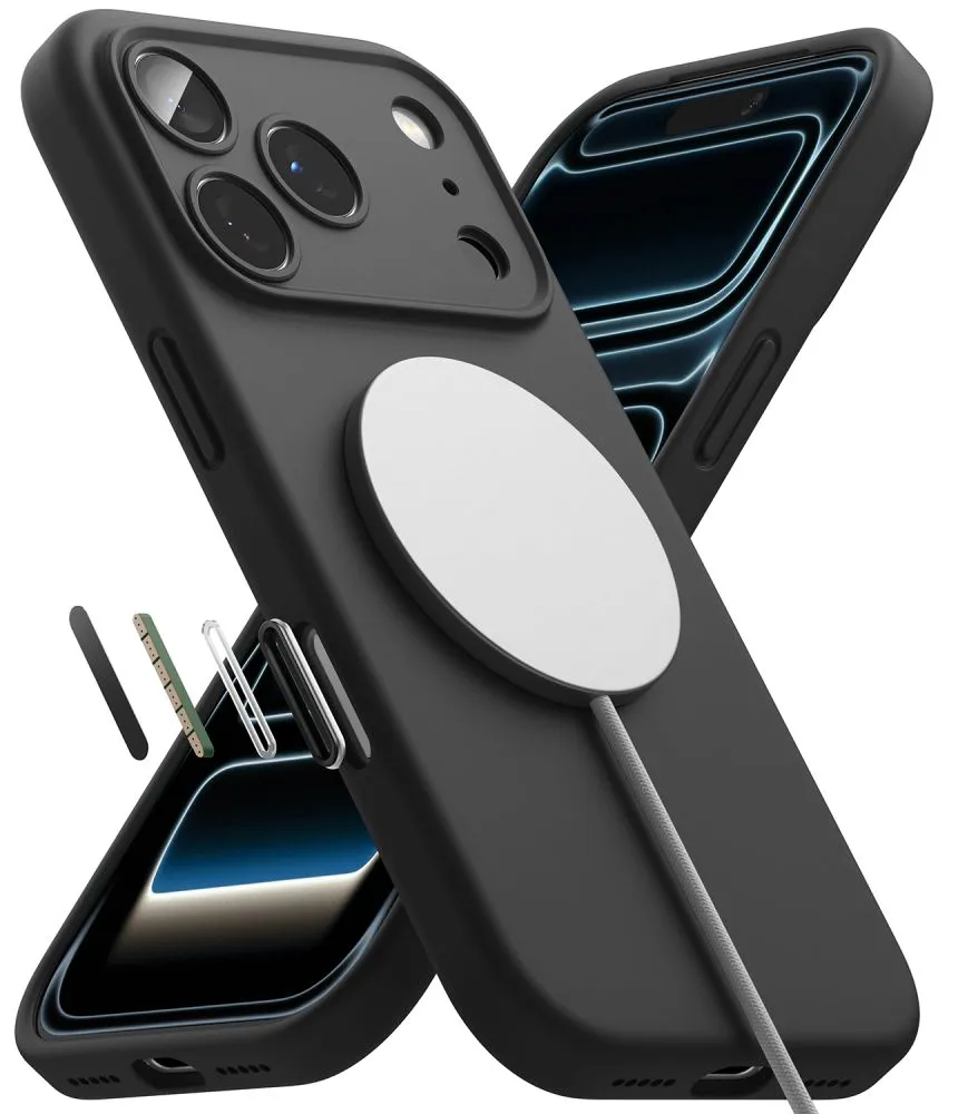 Apple iPhone 18 Pro Telefono dangteliai Juoda RINGKE SILICONE MAGNETIC MAGSAFE