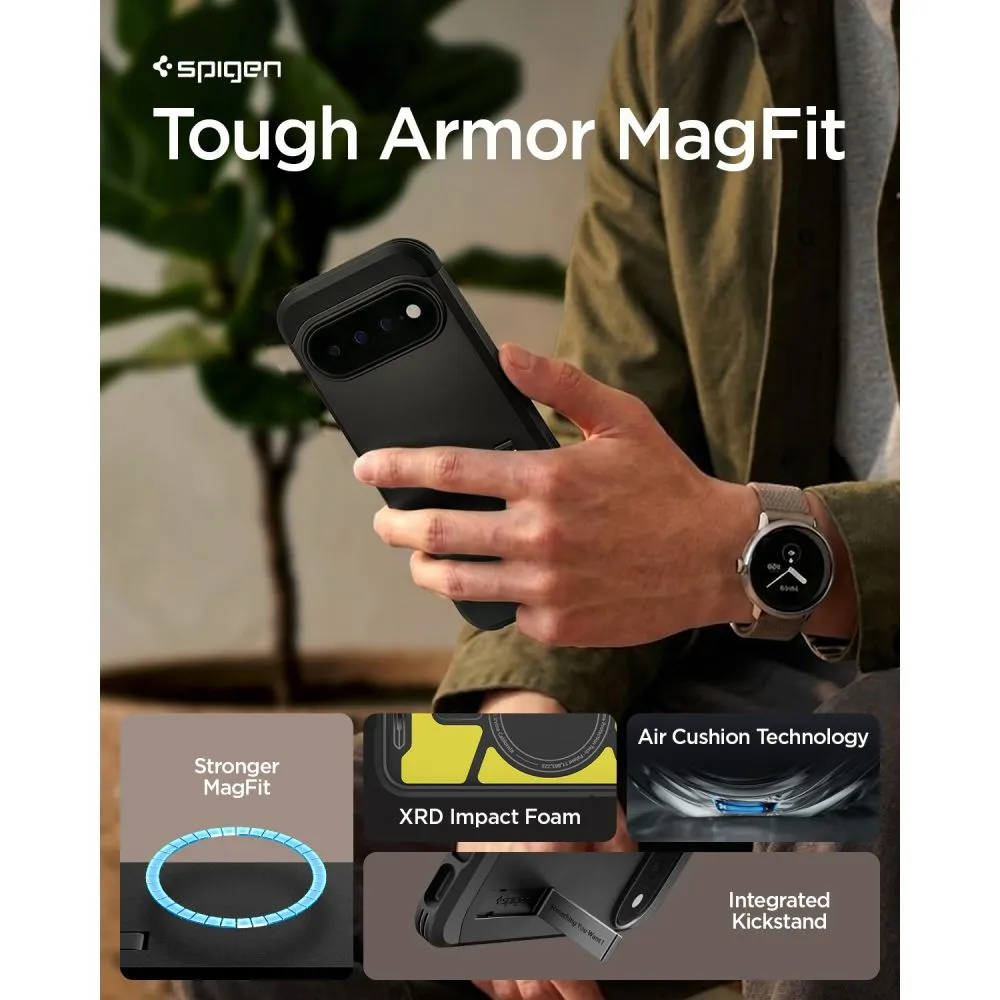 Google Pixel 11 Pro XL Telefoni kaaned must SPIGEN TOUGH ARMOR MAG MAGSAFE