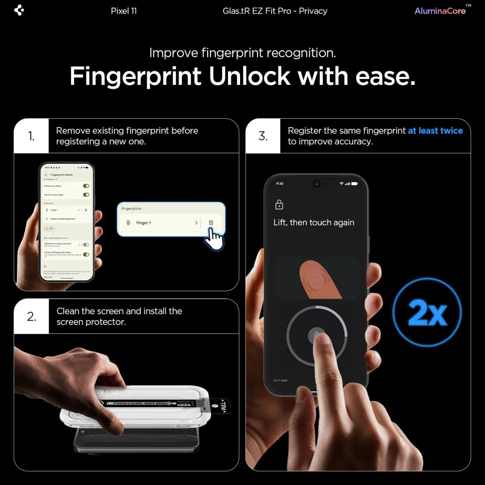 Google Pixel 11 Screen Protector  SPIGEN GLAS.TR EZ FIT PRO AC PRIVACY 2-PACK