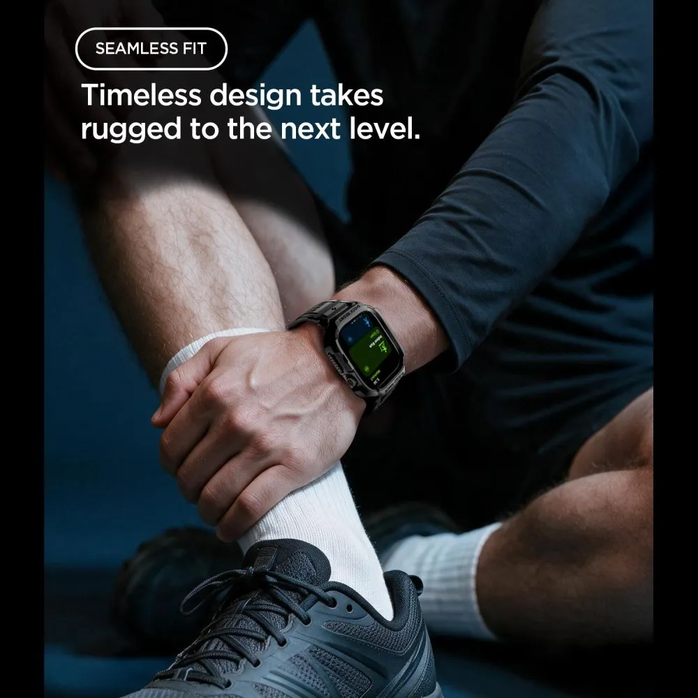 Apple Watch 12 Älykellon rannekkeet musta SPIGEN RUGGED ARMOR PRO (42 MM)