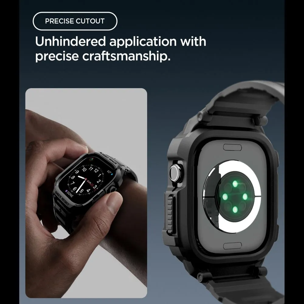 Apple Watch 12 Älykellon rannekkeet musta SPIGEN RUGGED ARMOR PRO (42 MM)