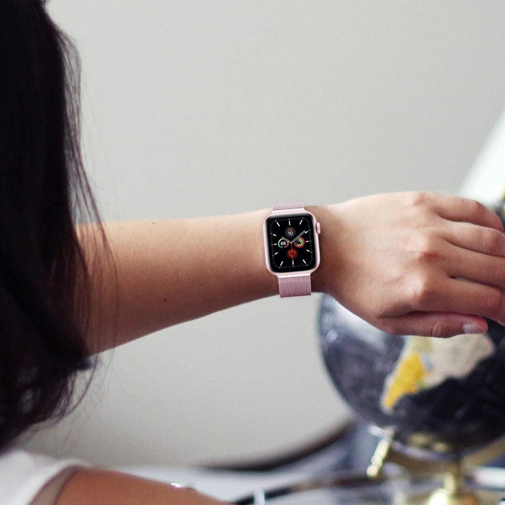 Apple Watch 12 Išmaniojo laikrodžių dirželiai rožinis TECH-PROTECT MilaneseBand (44/45/46 MM)