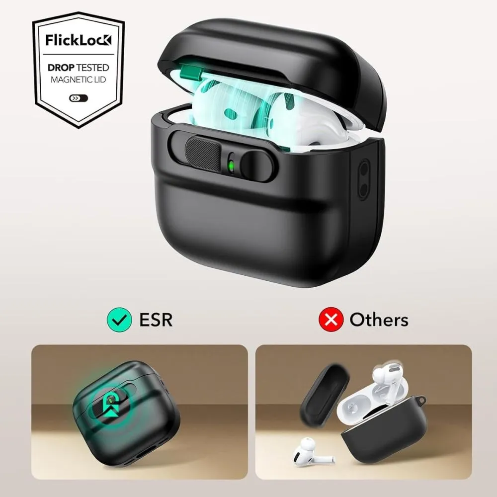 Apple AirPods 5 Aizsargvāciņi un maciņi melns ESR PULSE HALOLOCK MAGSAFE